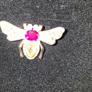 Elegant Gold and Pink Bee Brooch